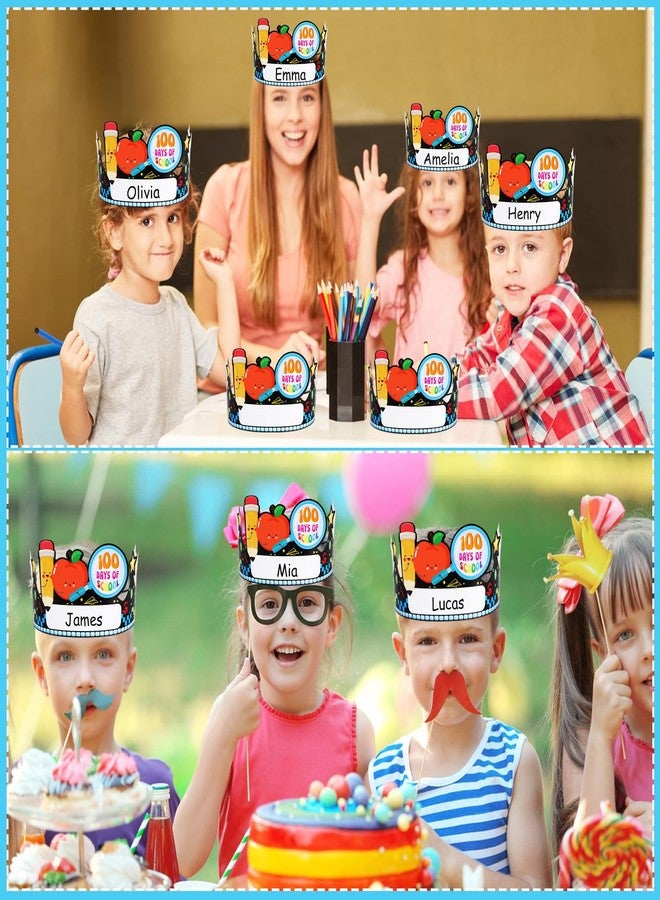 WhatSign 100th Day School Paper Crowns for Kids - 24 Pcs, Decorations, Birthday Party Hats for Classroom Supplies - Image 2